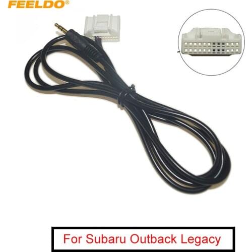 FEELDO Car 24Pin Aux Line 3.5mm Male Audio MP3 AUX-in Adapter For Subaru Outback Legacy Audio In-put AUX Connector Cable