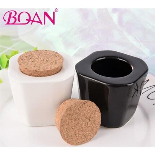BQAN 1pc Porcelain Bottle White/Black Color Nail Art Equipment Glass Dappen Dish Liquid Powder Ceramic Cup Bowl Container