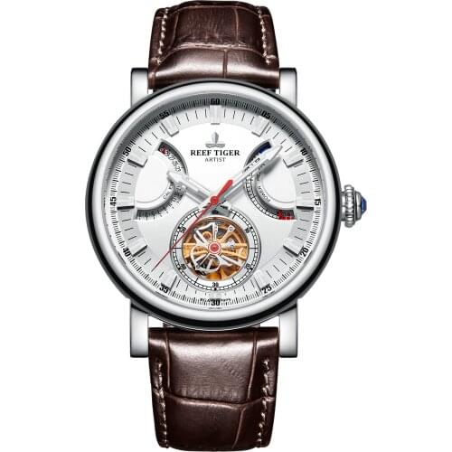 Reef Tiger Luxury Mens Watches,Automatic Watch For Men Mechanical Wristwatch Waterproof Sapphire Mirror Skeleton Power Reserve