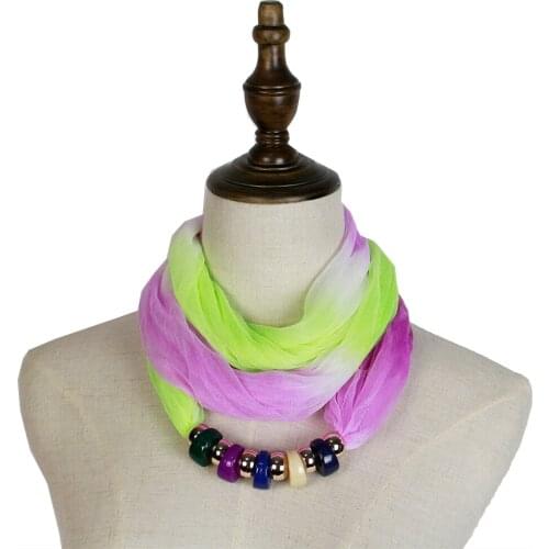 Color gradual neck scarf new fashion resin pendant necklace scarfs party bridal jewelry necklace shawls echarpe hijabs