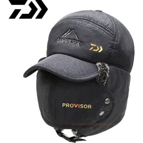 DAIWA New Winter Warm Earmuffs Caps Thermal Bomber Hats For Men Women Ear Protection Face Windproof Ski Cap Fishing Couple Hat
