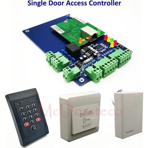 Single Door Access Control System TCP/IP One Door Access Panel Controller+ Rfid Reader + eixt Button + Door Bell