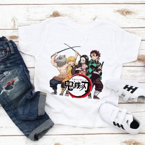 Kimetsu No Yaiba T Shirt Anime Japanese Demon Slayer Kids T-shirt Childrens Top Harajuku Fashion Boys Girls Tshirt Streetwear