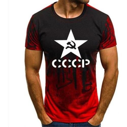 Gradient CCCP T Shirts Men USSR Soviet Union Man T-shirt Short Sleeve Moscow Russia Tees Cotton O Neck Tops