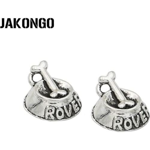 JAKONGO Antique Silver Plated Dog Rover Charm Pendant Bracelets Jewelry Findings Accessories Making Craft DIY 21x18mm