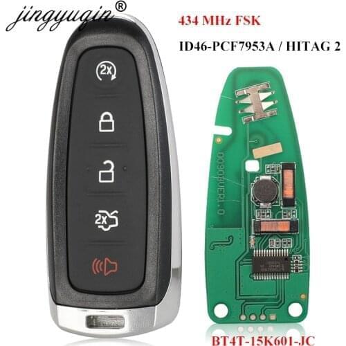 Jingyuqin 5pcs 433MHz PCF7953 Smart 5Button Remote Car Key Fob for Ford Edge Escape Explorer Taurus Flex Focus BT4T-15K601-CX