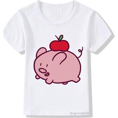 Kawaii Children T-shirt Cartoon Campfire Pig Print Cute Kids T Shirt Summer Boys/girls Birthday Gift Costume Camisetas Tops