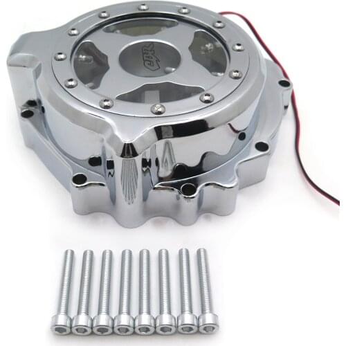 Engine Stator Cover See Through BLUE LED Left w/ Gasket Chrome For Honda 2003-2006 CBR 600RR Aftermarket Free Shipping Moto Part