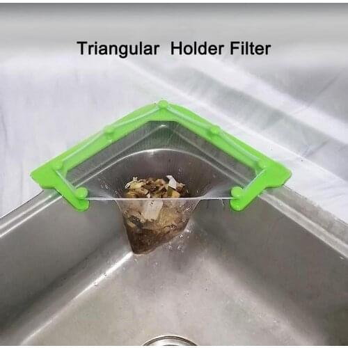 Multifunctional Triangular Corner Sink Drain Strainer Shelf Suction Cup Sink Drain Basket Holder Filter Kitchen Organizer