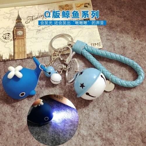 Fashion Cartoon Light-up Whale Animation Keychain Pendant Men and Women Car Wallet Pendant Key Chain Friends Fun Keychain Gift