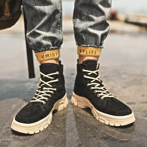 2020 new winter mens boots plus velvet warm sports shoes outdoor waterproof shoes mens high-top light boots solid shoes