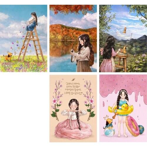 52*70cm girl cartoon Printed Cross stitch Kit Needlework,DIY living room Decoration,Sets For Embroidery Full Silk Thread New