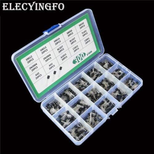 15 values x20pcs DIP TO-92 transistor kit box S8050 S8550 2N3904 2N3906 BC327 BC337 TL431 A42 A92 A1015 C1815 13001 S9012-14