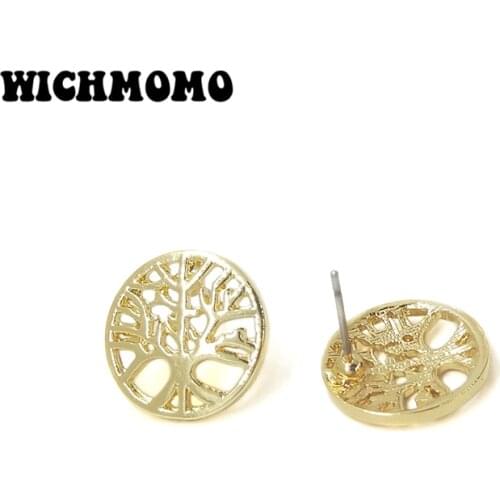 New 15mm 10pieces/bag High Quality Zinc Alloy Round Tree Earring Base Connectors Linkers for DIY Earring Jewelry Accessories