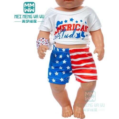 Clothes for doll fit 43-45cm baby new born doll and American doll Fashion sports suit, home service