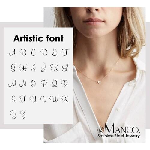 EManco Engrave Artistic Font Alphabet Heart Choker Necklace women Real 316L Stainless Steel Necklace for women Fashion Jewelry