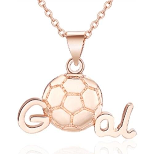 New Fashion 2018 Football Shape Pendant Necklace Jewelry Rose Gold Pendant Chain Necklack Men Women