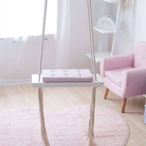 Newborn Baby Swing Chair Hanging Swing Indoor Cushion Safety Baby Childrens Toy Wooden Seat With Cushion Baby Room Decor