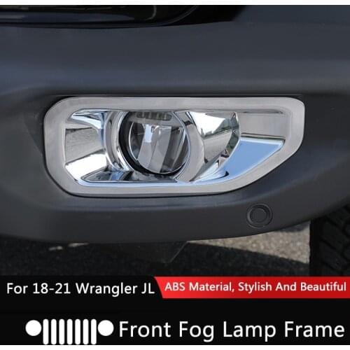 QHCP Car Front Bumper Fog Light Frame Protective Trim Decorative Sticker Fit For Jeep Wrangler JL 2018-2021 Exterior Accessories