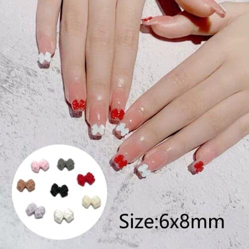 30/100Pcs Mini 6x8mm Resin Bow knot Nail Art Decorations Rhinestones DIY Glitter Manicure Design Accessories