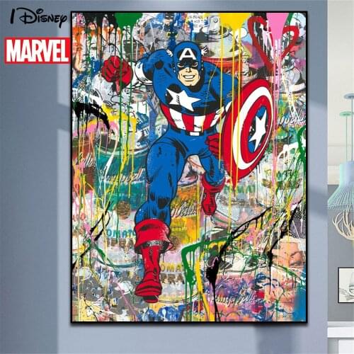 Marvel Captain America Painting Graffiti Street Pop Art Disney Canvas Print On Wall Art Picture For Living Room Frameless