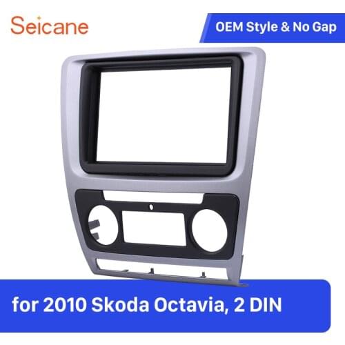 Seicane Double Din Car Stereo Fascia Trim Panel Plate for 2010 Skoda Octavia Surrounded Installation Refitting Kit