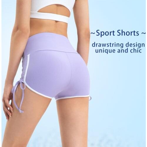 Yoga tight Women Shorts High Waist Contrast Color Tie Rope Outdoor Fitness Jogging Home Workout gym Shorts
