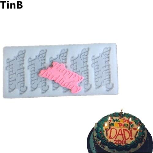 3D Fondant Silicone Mold English Happy Birthday Cake Decorating Tools Chocolate Mould Silicone Chocolate Stencil Party Tool Mold