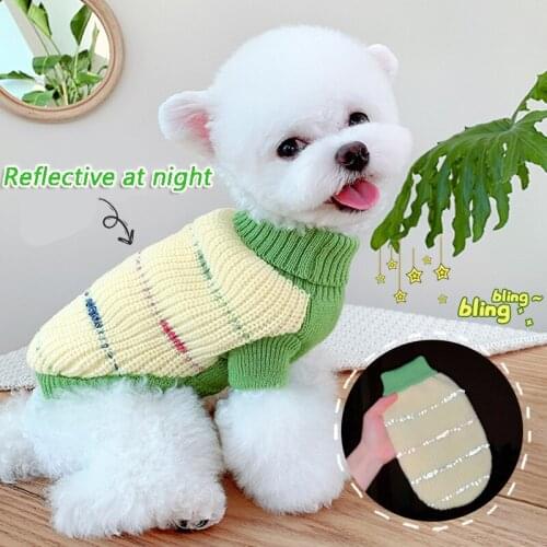 Dog Warm Sweater Vest Pet Winter Reflective High-neck Clothes Puppy Winter Knitting Fashion Jacket Cat Cute Coat Pet Supplies