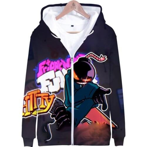 Friday Night Funkin cosplay Hoodie 3D Zipper Sweatshirt Women/Mens Long Sleeve Streetwear Video Game kids Clothes coat hoodies