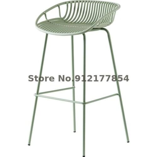 Nordic Ins Outdoor Milk Tea Shop Bar Chair Bar Chair Wrought Iron Net Red Bar Chair High-leg Front Desk Chair