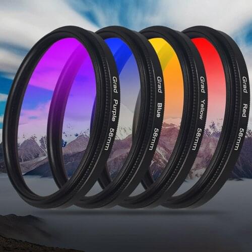 Ultra Slim Frame Gradient Color Camera Filter Adjustable Grad Red Blue Green Orange 30/43/52/67/82mm for Canon Camera Accessory