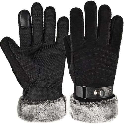 Mounchain Pigskin Bike Gloves Winter Waterproof Cycling Full Finger Warm Touch Screen Outdoor Sports Ski Riding Bike Gloves