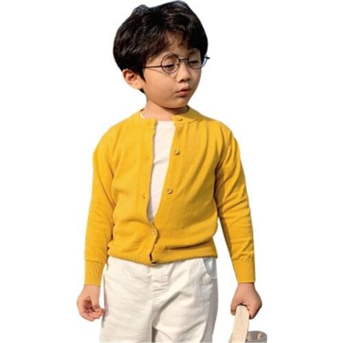 2020 Boy Girls Spring Cardigan Long Sleeve Knit Wear Children Knitted Jacket School Uniform Clothes for Boys Girls AA4730