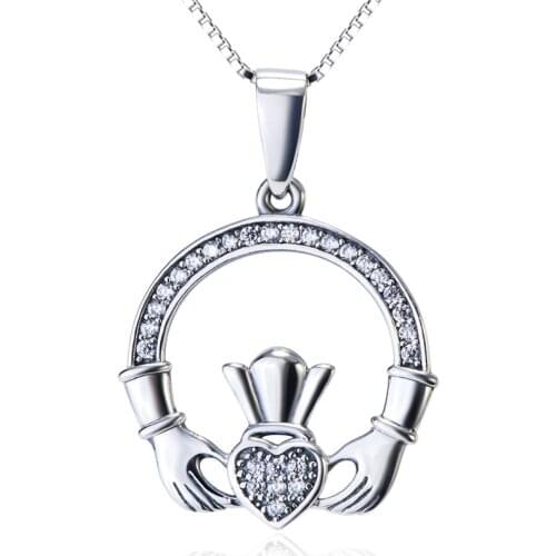 Vinnie Design New Crystal Claddagh Necklace Fashion Jewelry Necklaces & Pendants For Women Gift