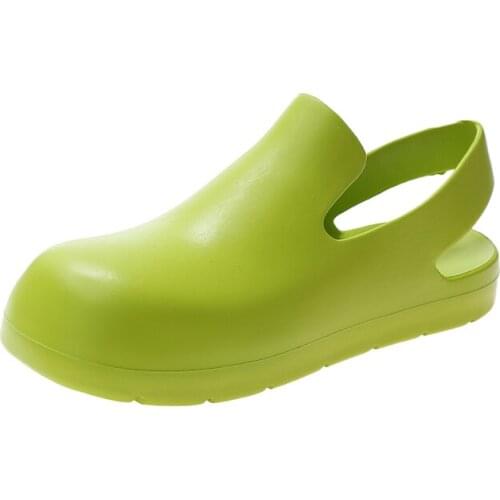 2021 New Hotsale Jelly Green Sandals Women Sandals Round Toe Shoes Woman Runway Mule Slingbacks Summer Flats Sandalias Mujer