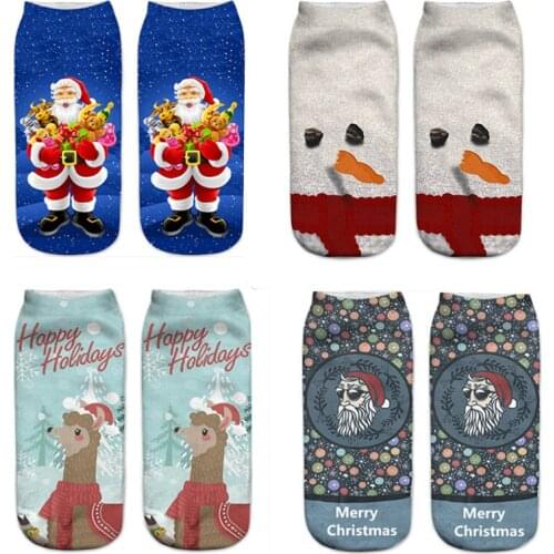 1 Pair High Quality Womens Socks 3D Cartoon Funny Christmas Socks Crazy Cute Amazing Novelty Print Ankle Sock Comfortable