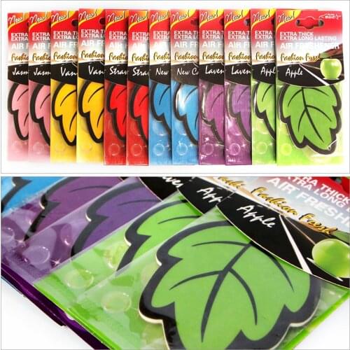 1pc/12pcs Paper Car Air Freshener Hanging Scented Fragrant Leaves Strawberry Apple Lavender Jasmine Auto Interior Decoration