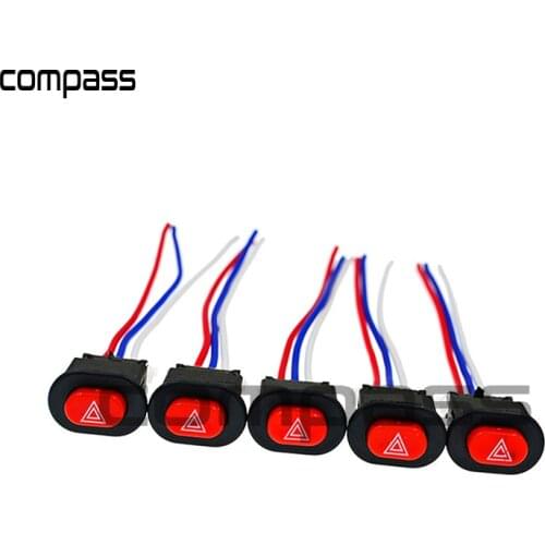 1pcs Motorcycle Hazard Light Switch Double Warning Flasher Emergency Signal W/3 Wires Lock