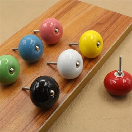 1pcs Candy Color Round Door Knobs Ceramic Drawer Knob Cabinet Pulls Cabinet Closet Cupboard Pull Handle Modern Kitchen Handle