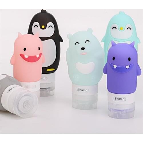 1PC 60/80/90ML Food-grade Silicone Bottles Makeup Shampoo Shower Gel Lotion Sub-bottling Tube Cute Travel Squeeze Empty Bottle