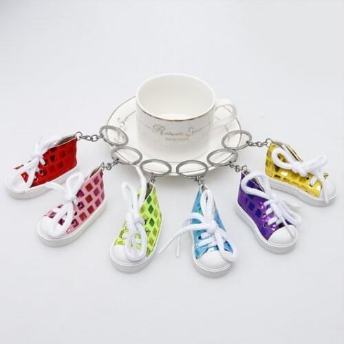 100pcs/Lot 7CM Paillette Printing Sneaker Shoes keychain Sports Shoes Keyring Doll Shoe Key Ring Cute Gifts Shoe Keychains
