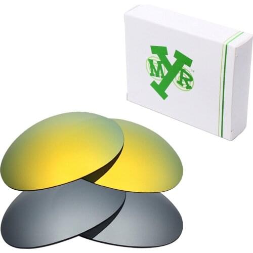 2 Pairs Mryok POLARIZED Replacement Lenses for Oakley Romeo 1 Sunglasses Silver Titanium & 24K Gold