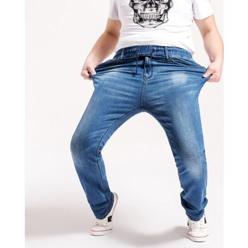 2019 men jeans, extra fat, tight waist jeans, loose jeans Straight pants plus size L--6XL