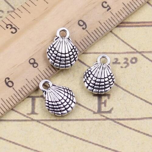 25pcs Charms Lovely Shell 13x10mm Tibetan Bronze Silver Color Pendants Crafts Making Findings Handmade Antique DIY Jewelry