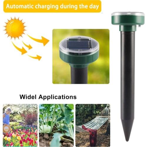 4 pcs Solar Mole Repeller Without Poison, Driving Away Vole Gopher Snake From Yard Lawn, Insects Animals Remover for Garden Tool