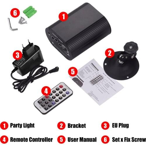 72 Patterns Party Stage Light Sound Activated DJ Disco Led Light Projector with Remote Controller for Parties Stage Show EU Plug