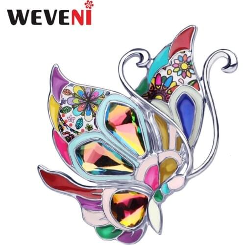 ARWA Enamel Alloy Rhinestone Graceful Fairy Butterfly Brooches Clothes Scarf Pin Fashion Jewelry For Women Girls Gift Charms