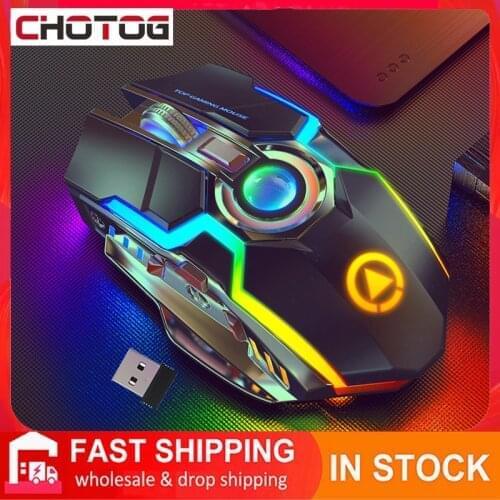 CHOTOG Wireless Gaming Mouse Rechargeable 2.4G Silent 1600DPI Ergonomic RGB LED Backlit USB Receiver Mouse Gamer For PC/Laptop