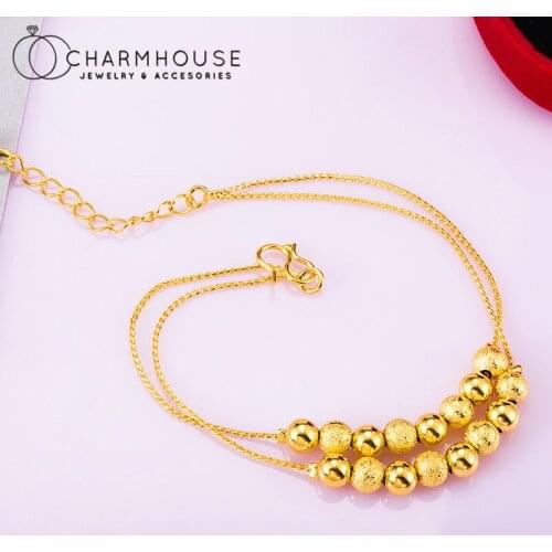 Yellow Gold GP Charm Bracelets For Women Double Layer Buddha Bead Chain Wrist Bracelet & Bangle Pulseira Femme Wedding Jewelry
